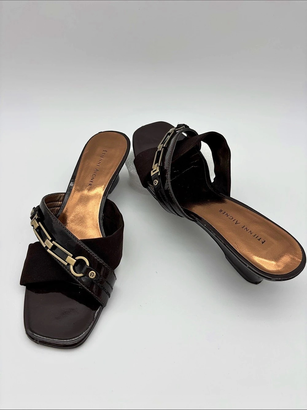 Etienne Aigner E-Sadie Women’s 6.5M Black Leather Heels w/ Horse-bit Detail #785